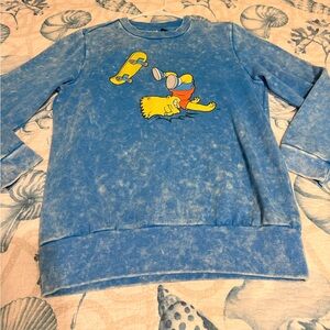 Vintage Bart Simpson Skateboard Blue Sweatshirt - Size Large - The Simpsons